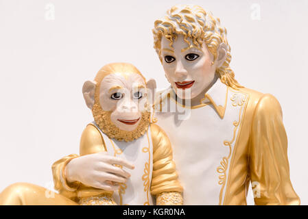 LOS ANGELES, CA - February 5, 2017: Michael Jackson and Bubbles by Jeff Koons The Broad Contemporary Art Museum in Downtown Los Angeles on February 5, Stock Photo