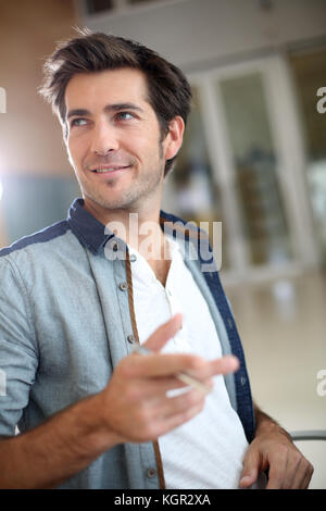 Portrait of handsome trendy guy Stock Photo