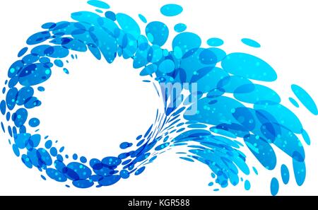 Rounded wave, splash water isolated on white background Stock Vector