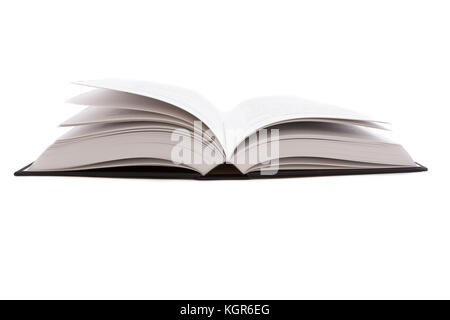 Opened big black book on white background Stock Photo