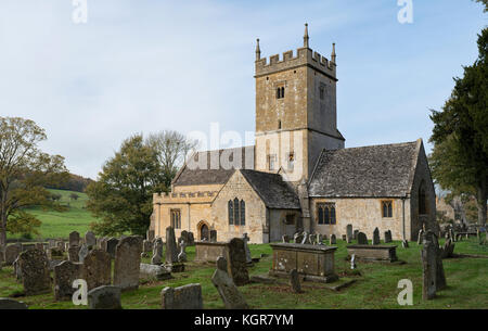 St Eadburgha's church in autumn, Broadway, Cotswolds, Worcestershire, England. Panoramic Stock Photo