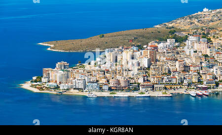 Albania - aerial view of Saranda (Sarande) Stock Photo