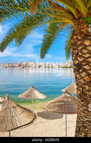 Saranda public city beach, Albania Stock Photo