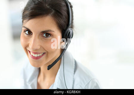 Portrait of beautiful customer service representative Stock Photo