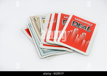 Selangor,Malaysia - November 9th 2017 : card game monopoly deal isolated on a white background Stock Photo