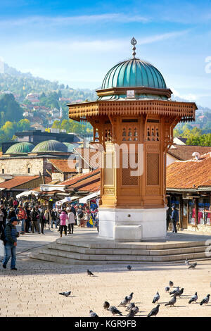 Sebilj Fountain, Bascarsija district, Sarajevo Old Town, Bosnia and Herzegovina Stock Photo