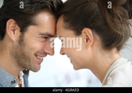 Profile of loving couple looking at each other Stock Photo
