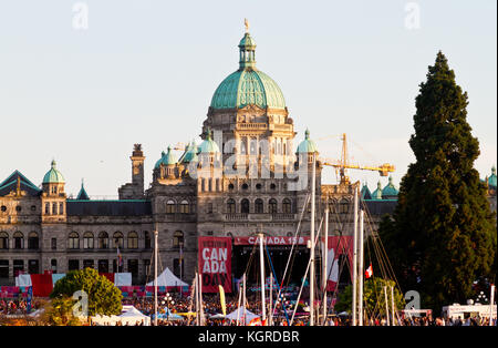 The Provincial Parliament building in Victoria, British Columbia, Canada on Canada Day. Stock Photo