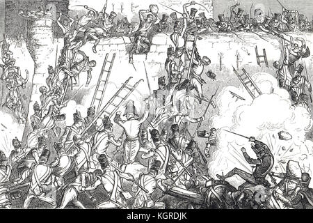 Siege of Badajoz, The storming of Badajoz, Spain, 1812 Stock Photo