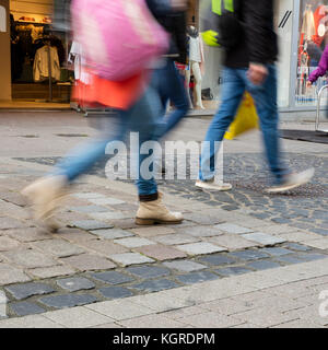 Shopping at the pedestrian precingt, Unna, North Rhine-Westphalia, Germany Stock Photo