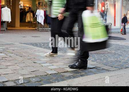 Shopping at the pedestrian precingt, Unna, North Rhine-Westphalia, Germany Stock Photo