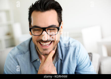 Funny mature man with beautiful smile Stock Photo