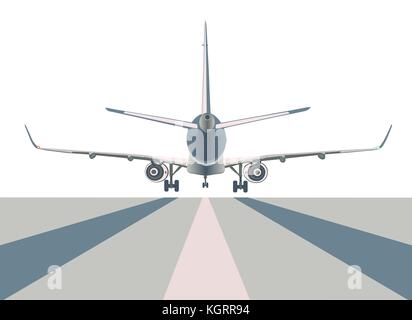 Airliner over runway. Stock Vector