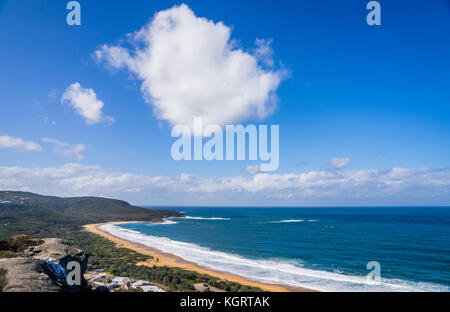 Australia, New South Wales, entral Coast, Bouddi National Park, view of Killcare/Putty Beach from Bouddi Ridge Stock Photo