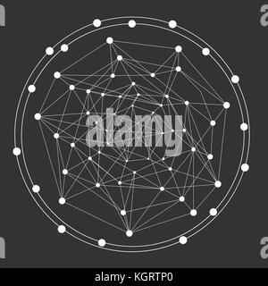 Abstract dots and line shape connection, Sphere with connected lines and dots. Connection Structure. Geometric Modern Technology Concept. Vector Backg Stock Vector