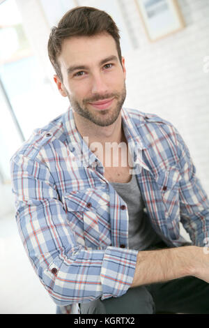 Portrait of cheerful 30-year-old man Stock Photo