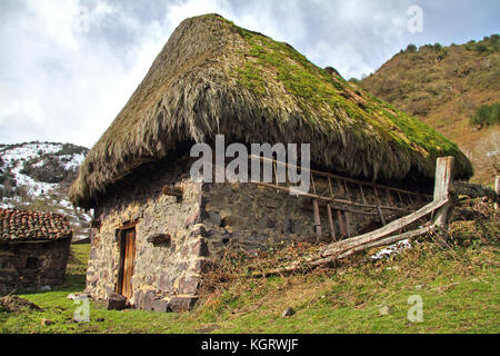 Teito (traditional house) in Asturias, Spain. Stock Photo
