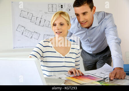 Team of architects working together on project Stock Photo