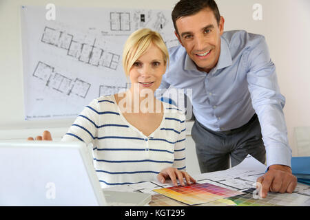 Portrait of smiling successful architects Stock Photo