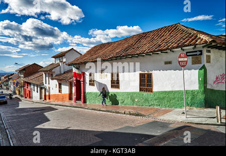 typical colored building in La Candelaria, Bogota, Colombia, South America Stock Photo