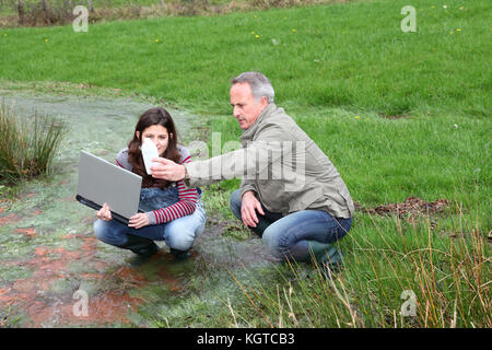 Teenagers in environmental professional training Stock Photo
