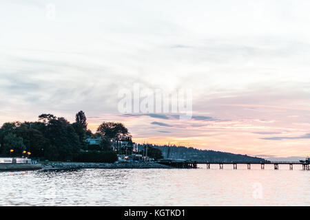 Sunset at Kitsilano Beach in Vancouver, BC, Canada Stock Photo