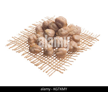 Cicer arietinum is scientific name of Chickpeas legume. Also known as Garbanzo bean, Chick Peas or Grao de Bico. Stock Photo