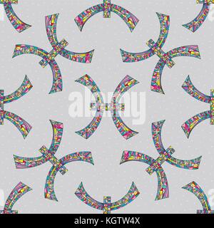 Pisces zodiac sign seamless pattern. Horoscope magic symbol background. Hand drawn astrological colorful vector texture for wallpaper, wrapping, textile design, surface texture, fabric. Stock Vector
