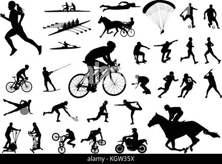 30 high quality sport silhouettes - vector Stock Vector