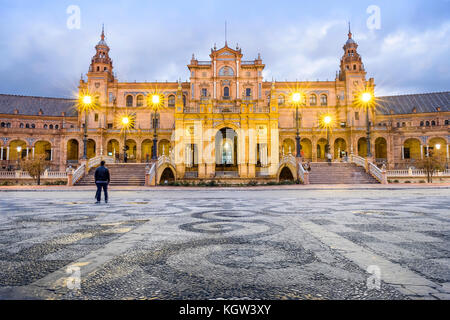 National Geographic Institute building in Spanish Square, Seville, Spain Stock Photo