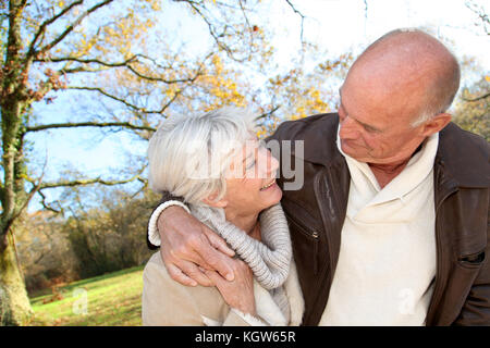 Closeup of senior couple in countryside Stock Photo