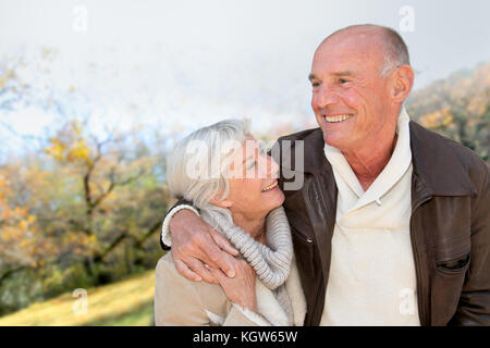 Closeup of senior couple in countryside Stock Photo