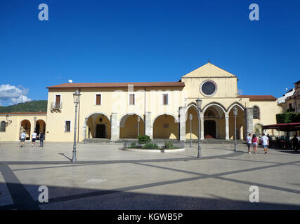 Fondi, Italy - 10 june 2013: IV Novembre square near the convent of St. Francis.. Fondi's urban core is located in the south pontino halfway between R Stock Photo