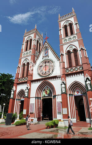 PONDICHERRY, INDIA - November 2017: Sunday morning at the Basilica of the Sacred Heart of Jesus Stock Photo