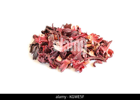 Pile of dried pomegranate flower tea. Isolated on white background selective focus Stock Photo