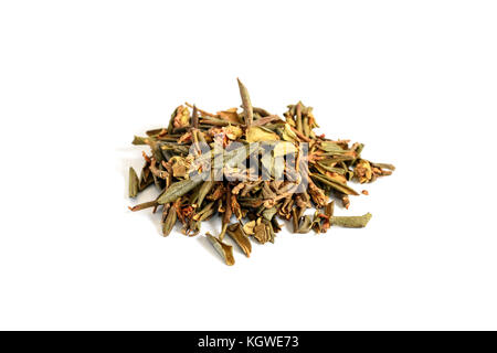 Pile of Dried Rhododendron Adamsii, Sagan dyilya for tea. Isolated on white background selective focus Stock Photo