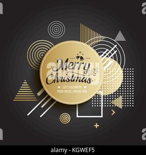 Abstract meryy christmas gold circle geometric pattern design and background. Use for modern design, cover, template, decorated, brochure, flyer, gree Stock Vector