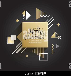 Abstract meryy christmas gold geometric pattern design and background. Use for modern design, cover, template, decorated, brochure, flyer, greeting ca Stock Vector