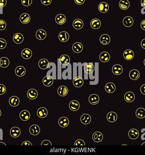 Yellow Smile Seamless Pattern Stock Vector
