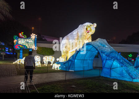 DUBAI, UAE - 28OCT2017: Dubai Ice Park is an evening attraction in Zabeel Park which operates during the winter months. Stock Photo