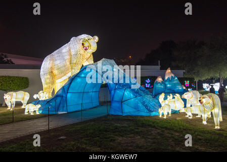 DUBAI, UAE - 28OCT2017: Dubai Ice Park is an evening attraction in Zabeel Park which operates during the winter months. Stock Photo