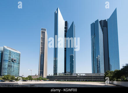 DUBAI, UAE - 29OCT2017: Central Park Towers in DIFC, Dubai.  The Index Tower can also be seen to the right,