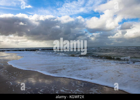 Netherlands, Zeeland, at the beach between Oostkapelle and Domburg on the peninsula Walcheren, groins.  Niederlande, Zeeland, am Strand zwischen Oostk Stock Photo