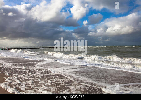 Netherlands, Zeeland, at the beach between Oostkapelle and Domburg on the peninsula Walcheren, groins.  Niederlande, Zeeland, am Strand zwischen Oostk Stock Photo