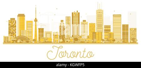 Toronto Canada City skyline golden silhouette. Vector illustration. Business travel concept. Stock Vector