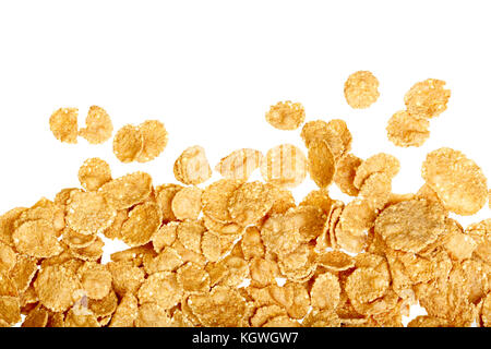 Corn flakes background on white Stock Photo