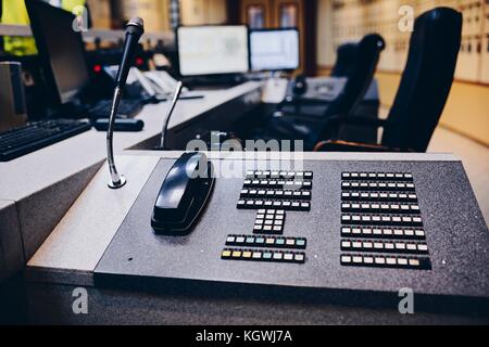 Telephone exchange in control room in old thermal power plant Stock Photo