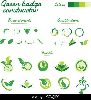 Green concept vector badge, logo and icon set with nature design ...