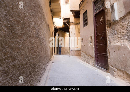 Fez was the capital city of modern Morocco until 1912. The city has two old medina quarters, the larger of which is Fes el Bali. Stock Photo