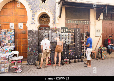 Fez was the capital city of modern Morocco until 1912. The city has two old medina quarters, the larger of which is Fes el Bali. Stock Photo